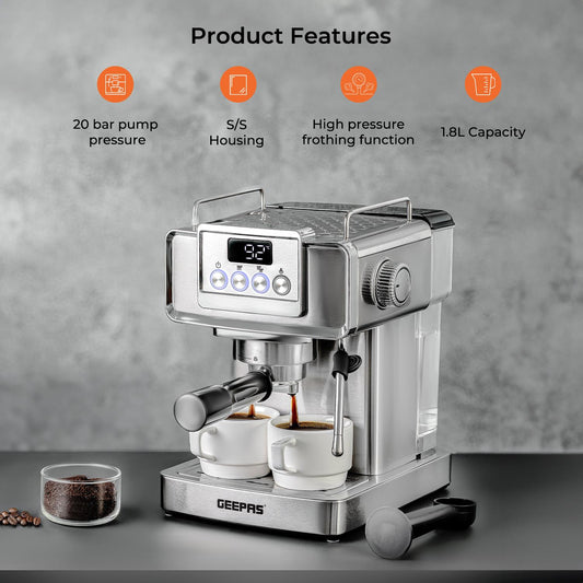20-Bar Espresso Coffee Machine & 450W Coffee Grinder Combo