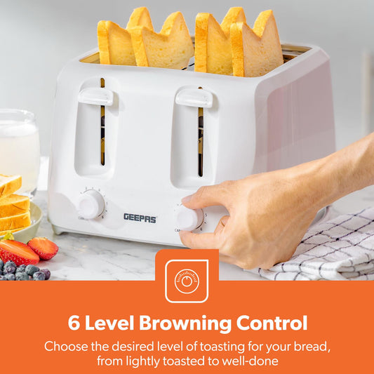 1.7L Glass Kettle, White Four Slice Toaster & Microwave Set