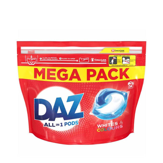 Daz All-In-1 Pods Washing Liquid Capsules For Whites & Colours 54 Washes