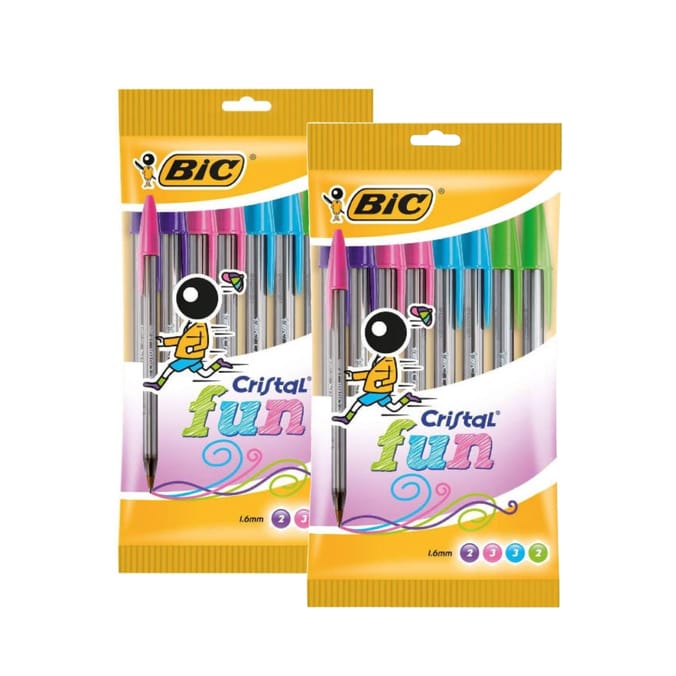 Bic Cristal Fun Ballpoint Assorted Pens 8 Pack x2