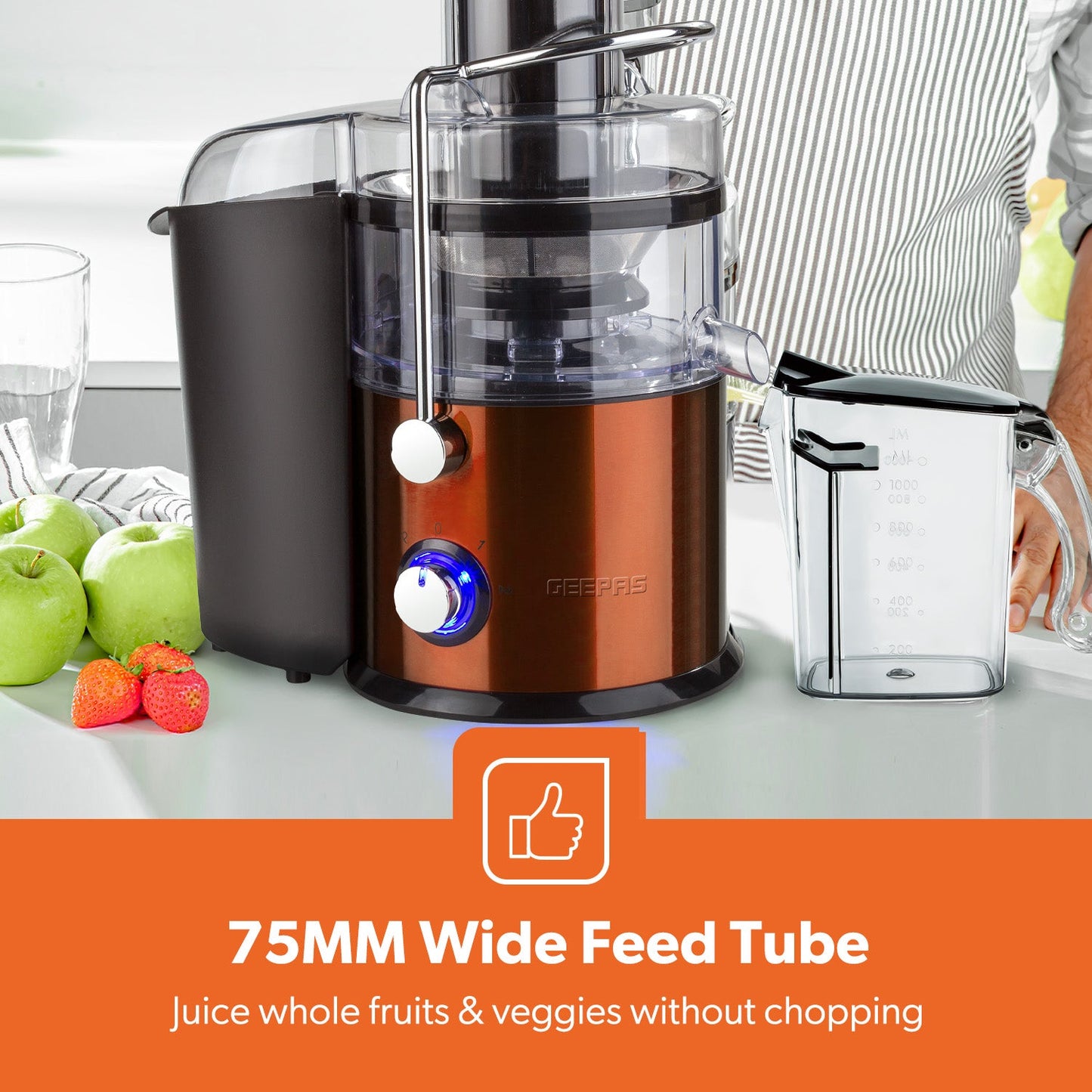 800W High-Speed Centrifugal Juicer With Wide Chute & Dual Speed