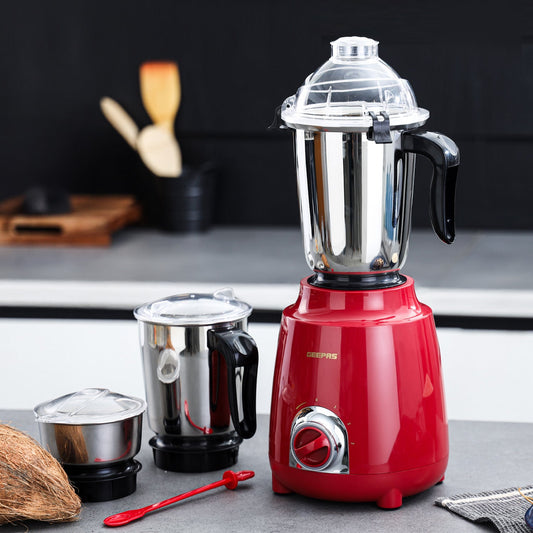 3-In-1 Red Stainless Steel Wet and Dry Mixer Grinder 600W