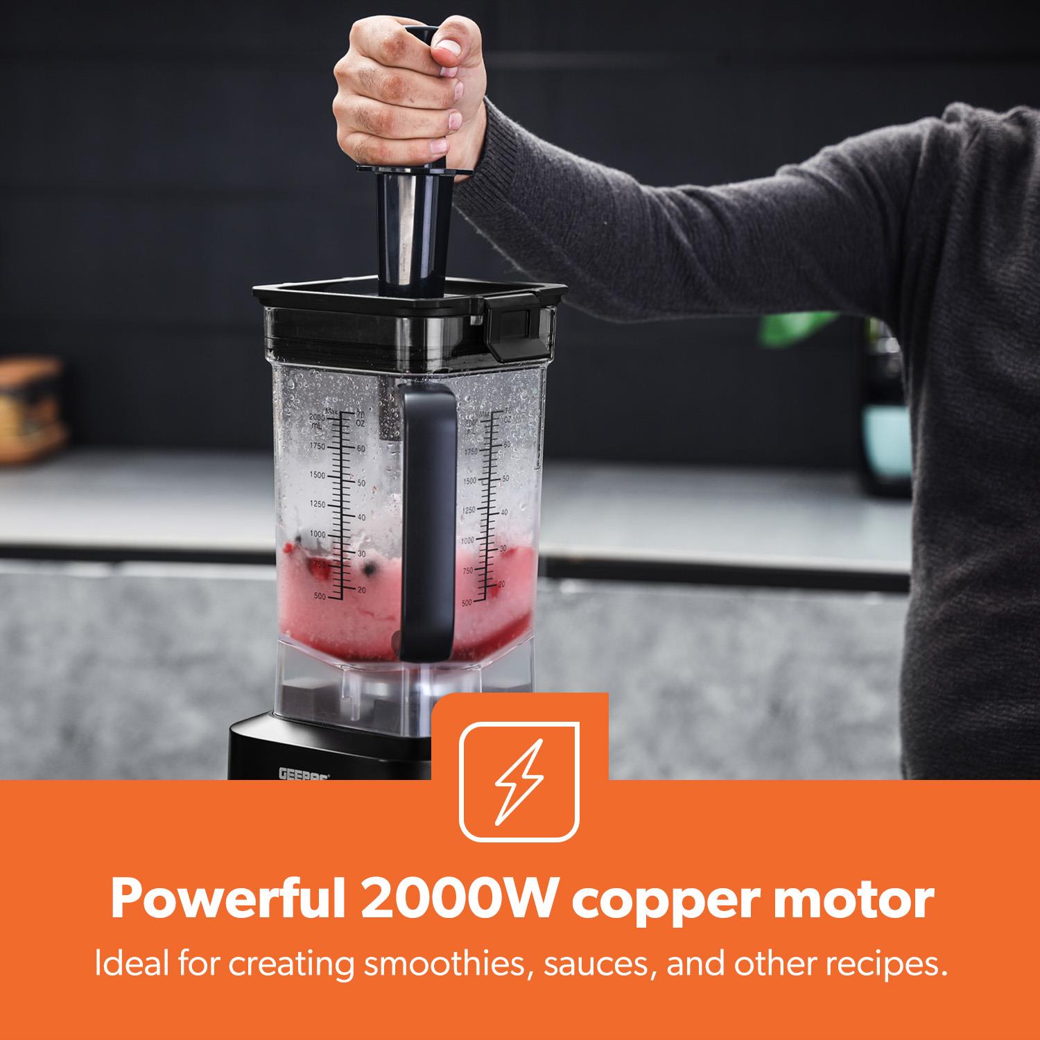 2000W Jug Blender - 2L Smoothie Maker With 5 Speeds, Black