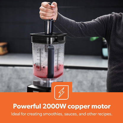 2000W Jug Blender - 2L Smoothie Maker With 5 Speeds, Black