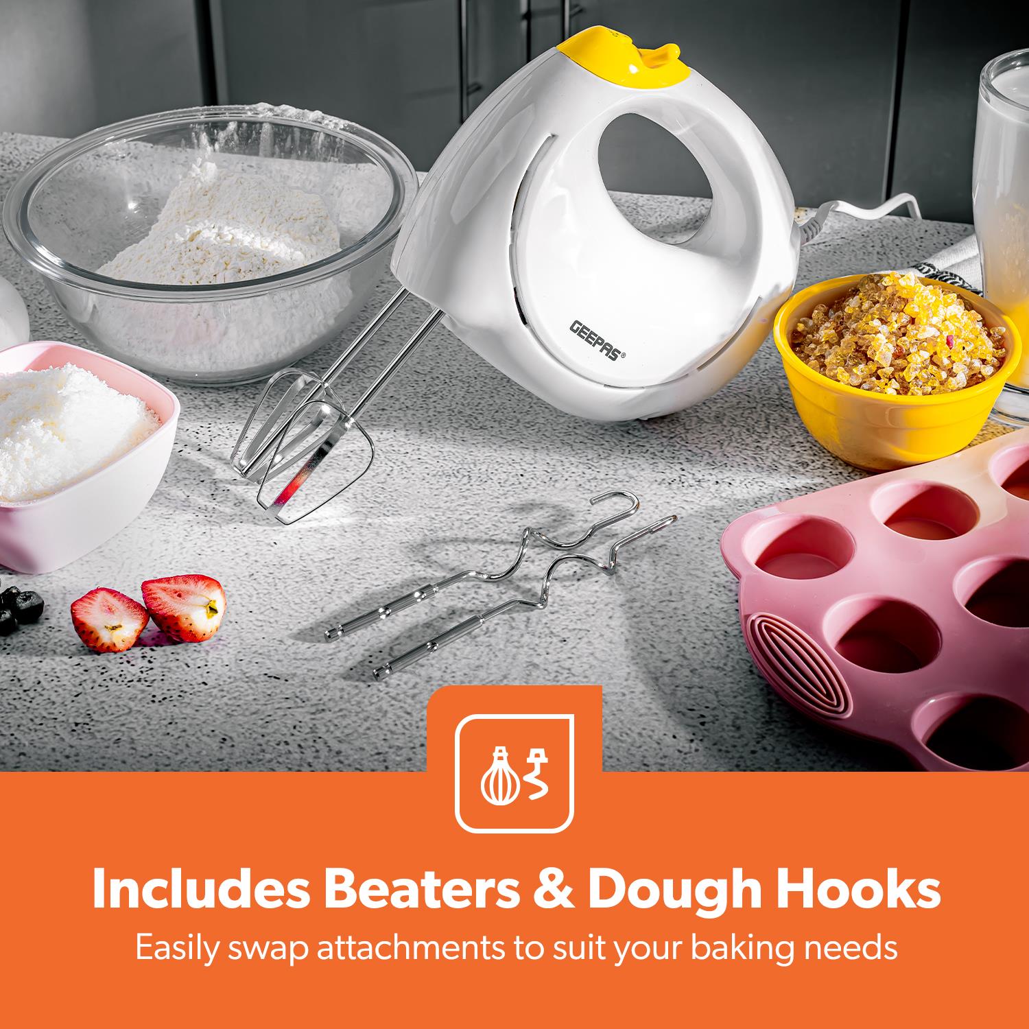 Electric Hand Mixer & Hand Blender Set - 2-In-1 Handheld Whisk and Immersion Blender