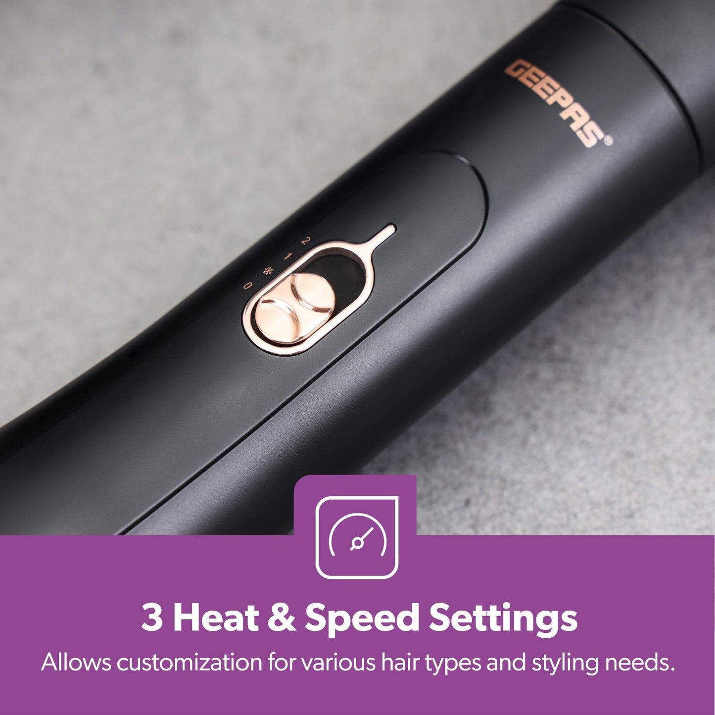3-In-1 Hot Air Hair Styler, Brush and Blower In Rose Gold