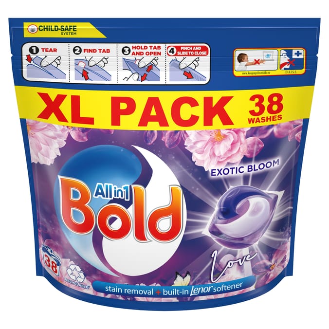 Bold All-in-1 Pods Washing Liquid Capsules Exotic Bloom 38 Washes