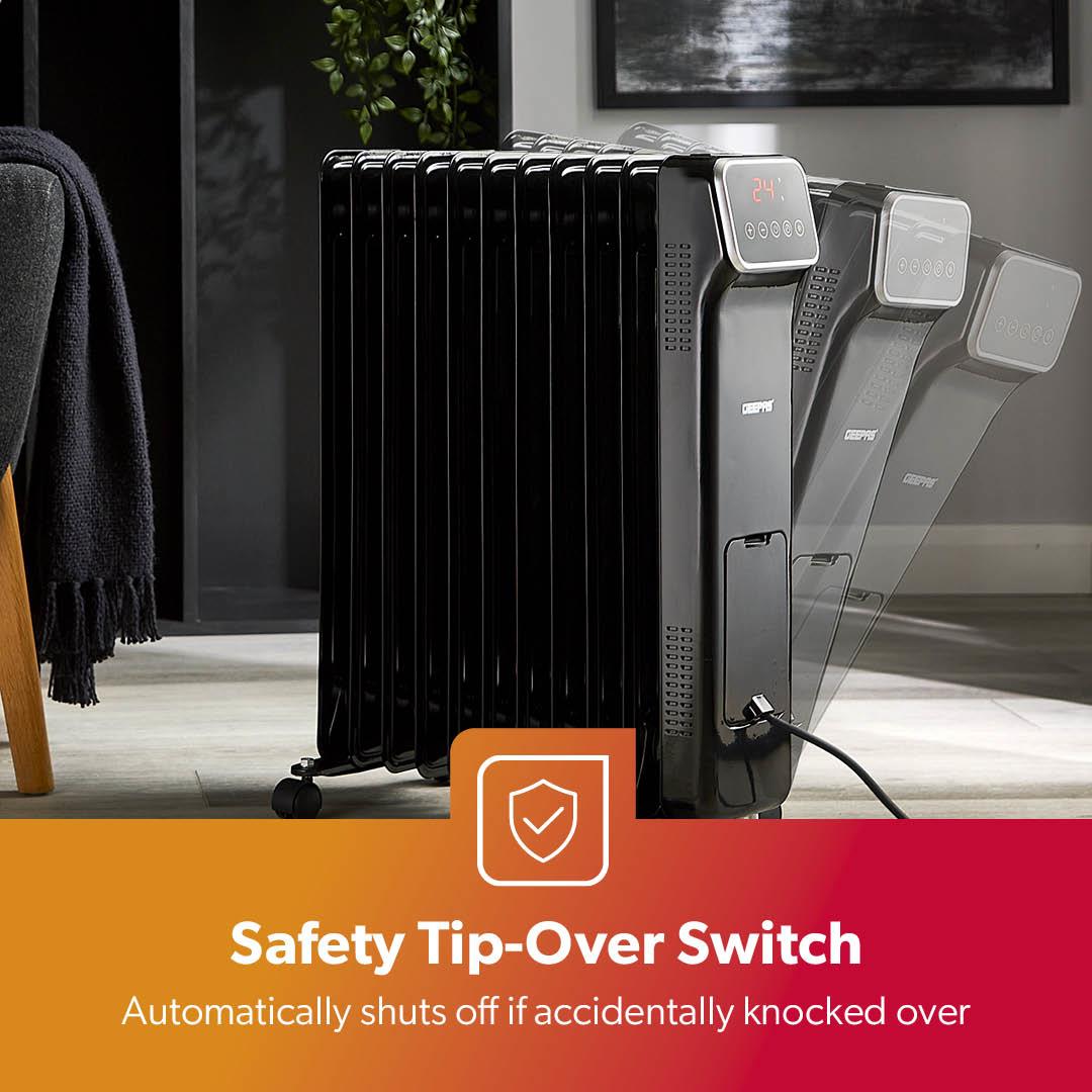 Oil-Filled Touchscreen Digital Oil-Filled Radiator Heater With Remote