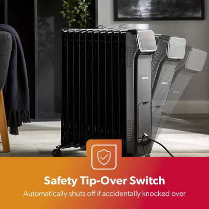 Oil-Filled Touchscreen Digital Oil-Filled Radiator Heater With Remote