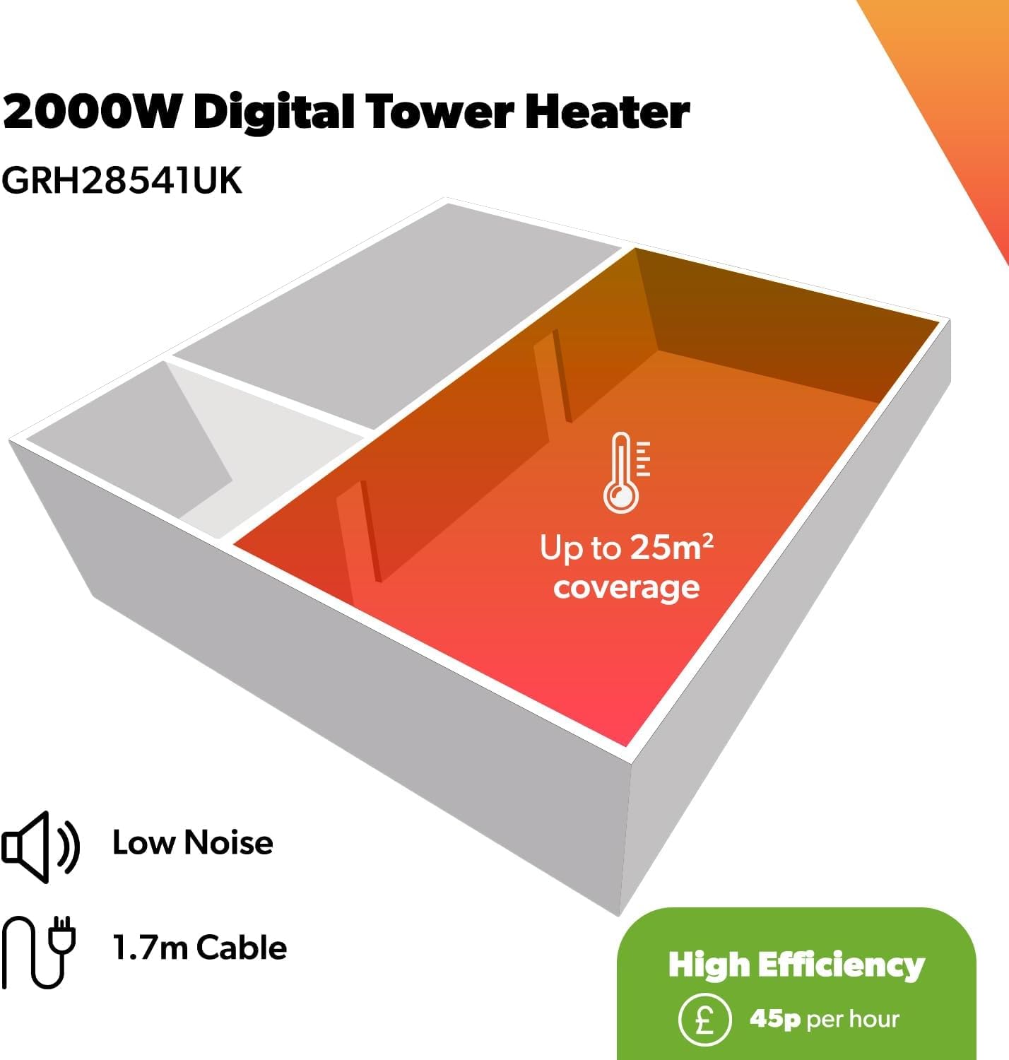 Energy-Efficient 3D Digital Fireplace Tower Fan Heater (Pack Of 2)