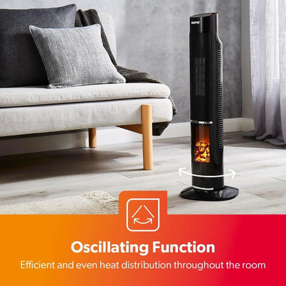 Energy-Efficient 3D Digital Fireplace Tower Fan Heater (Pack Of 2)