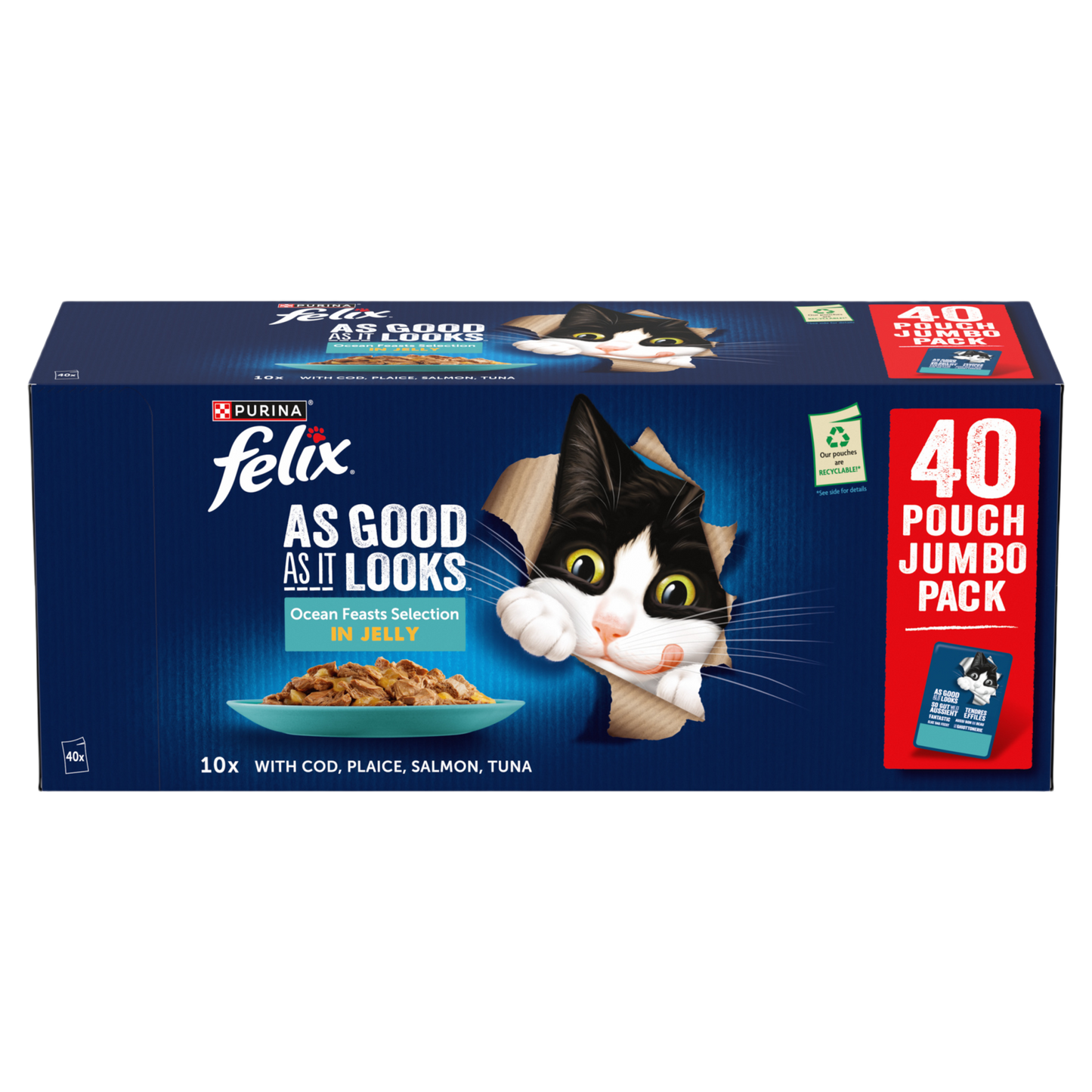 Felix 'As Good as it Looks' Cat Pouch - Ocean Feast Selection Jelly 40 x 85g