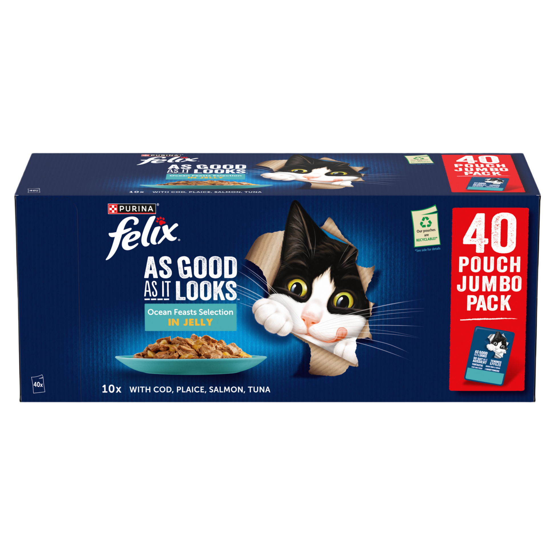 Felix 'As Good as it Looks' Cat Pouch - Ocean Feast Selection Jelly 40 x 85g