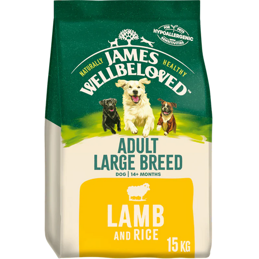James Wellbeloved Adult Large Breed Lamb & Rice 15kg - Free P&P