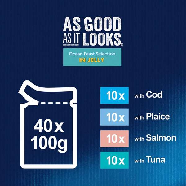 Felix 'As Good as it Looks' Cat Pouch - Ocean Feast Selection Jelly 40 x 85g