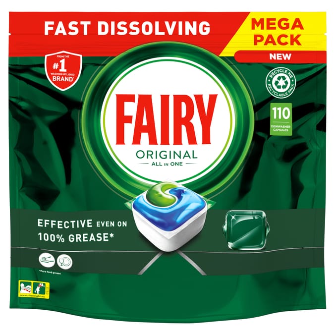 Fairy Original All In One Dishwasher Tablets Regular 110 Tablets