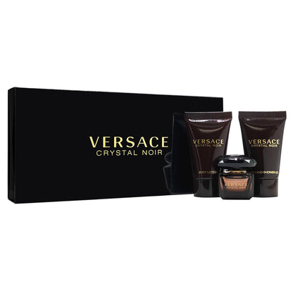 Versace Crystal Noir by Versace for Women - 3 Pc Mini Gift Set 5ml EDT Splash, 0.8oz Bath and Shower