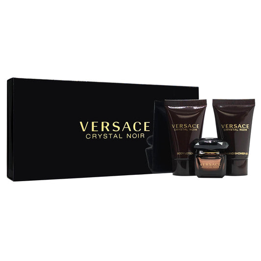 Versace Crystal Noir by Versace for Women - 3 Pc Mini Gift Set 5ml EDT Splash, 0.8oz Bath and Shower
